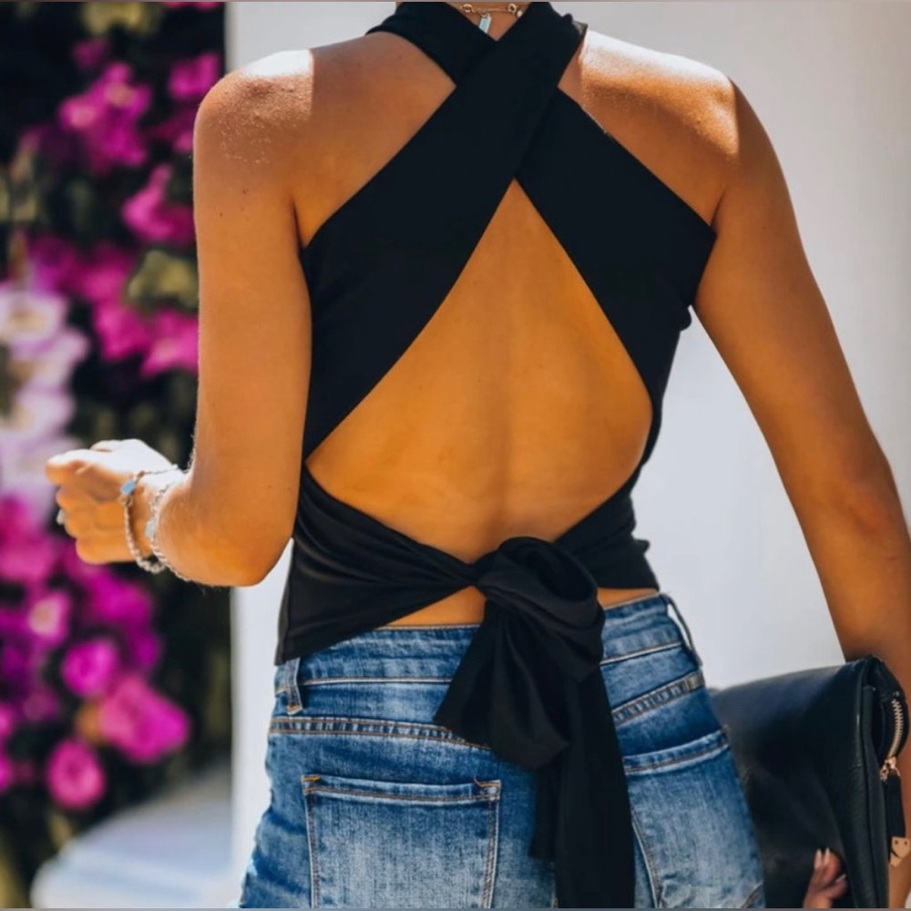 Small X marks the spot backless top